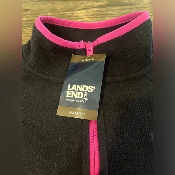 Lands' End Girl's Grid Fleece Zip Up Jacket XL - Picture 2 of 5